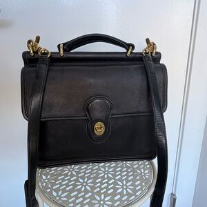 Vintage Coach Black Leather Willis Bag - Recently Refurbished